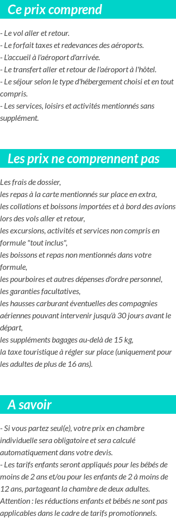 Conditions tarifaires