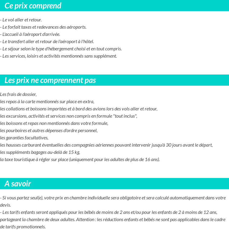Conditions tarifaires