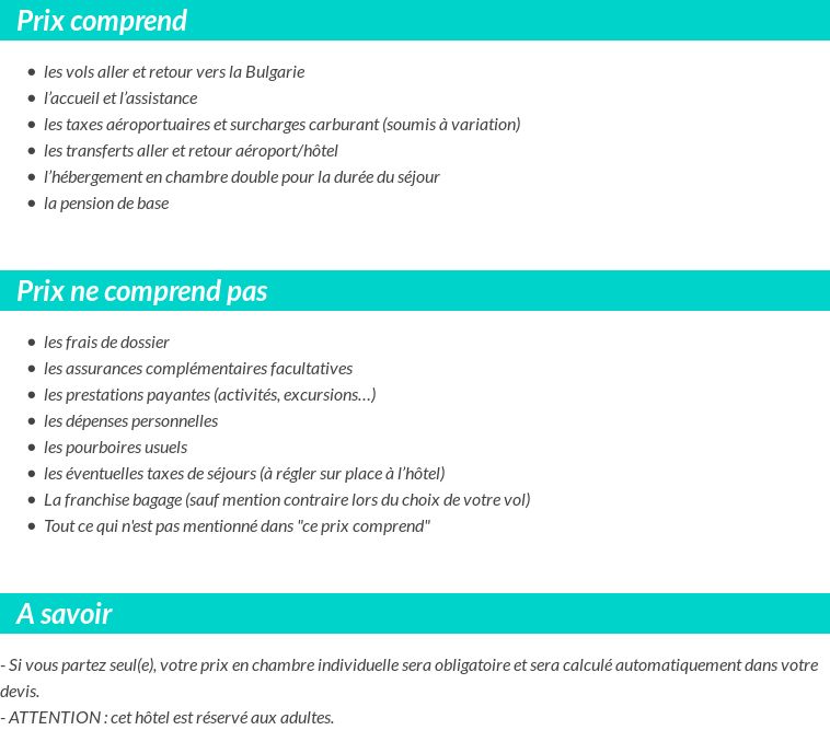 Conditions tarifaires