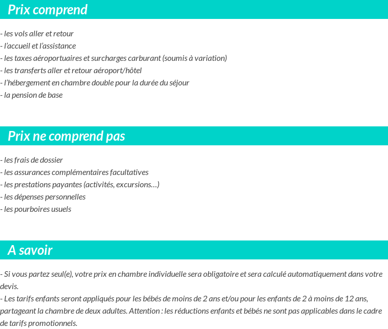 Conditions tarifaires