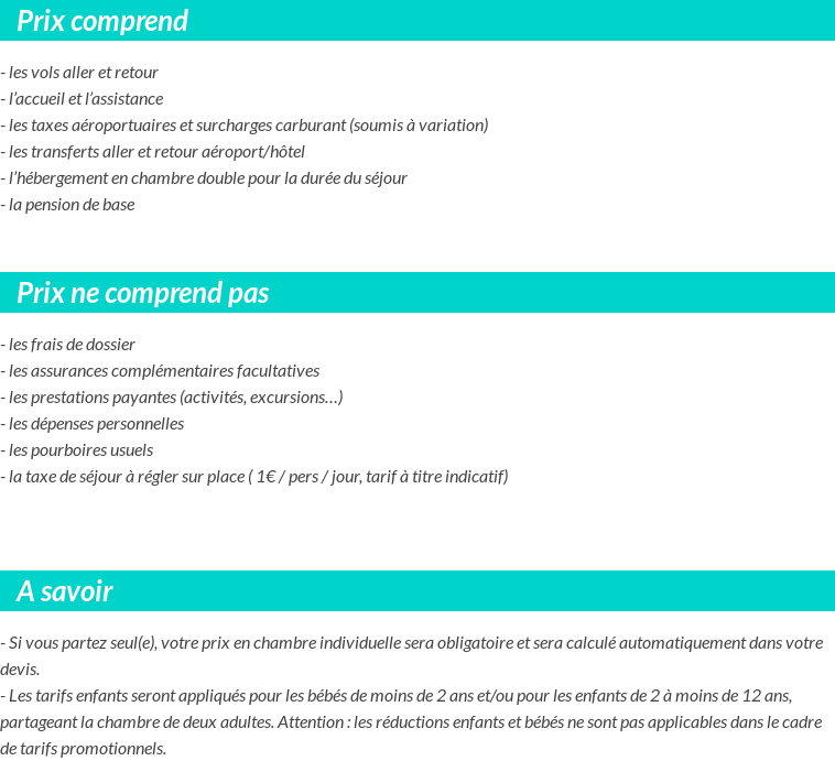 Conditions tarifaires