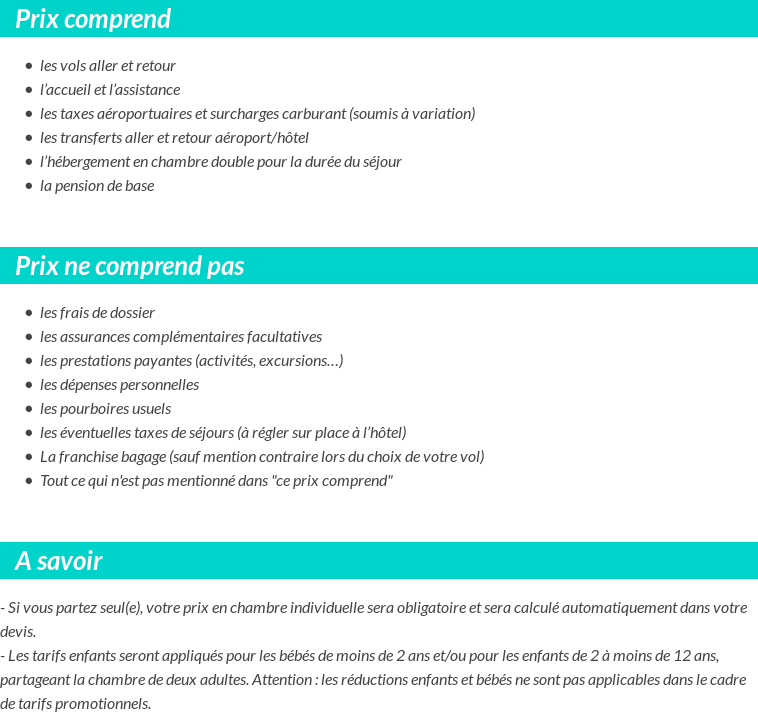 Conditions tarifaires