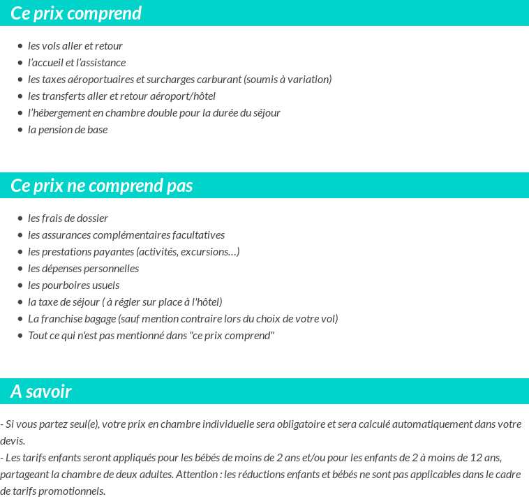 Conditions tarifaires