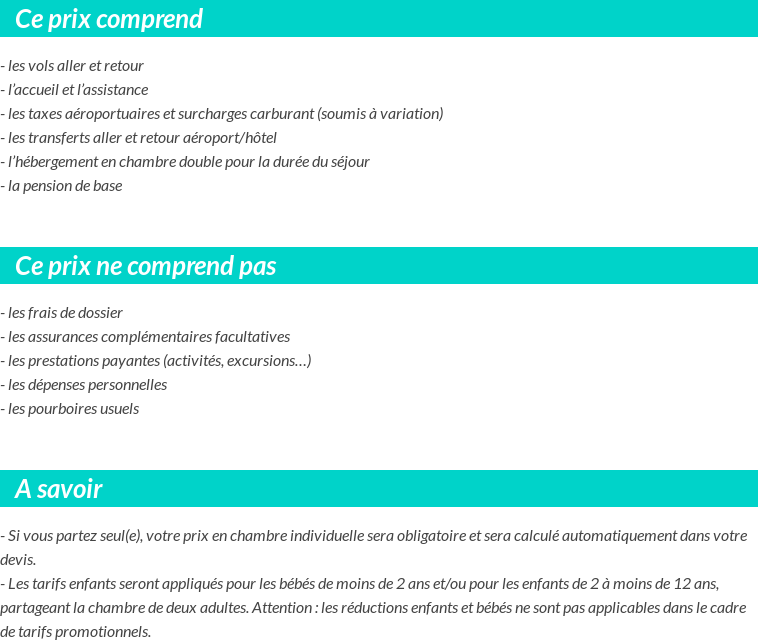 Conditions tarifaires