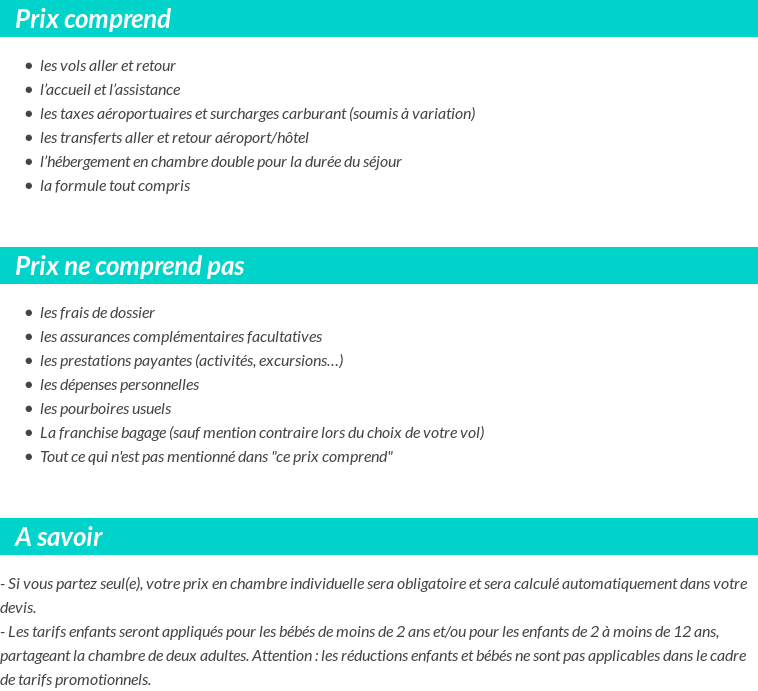 Conditions tarifaires