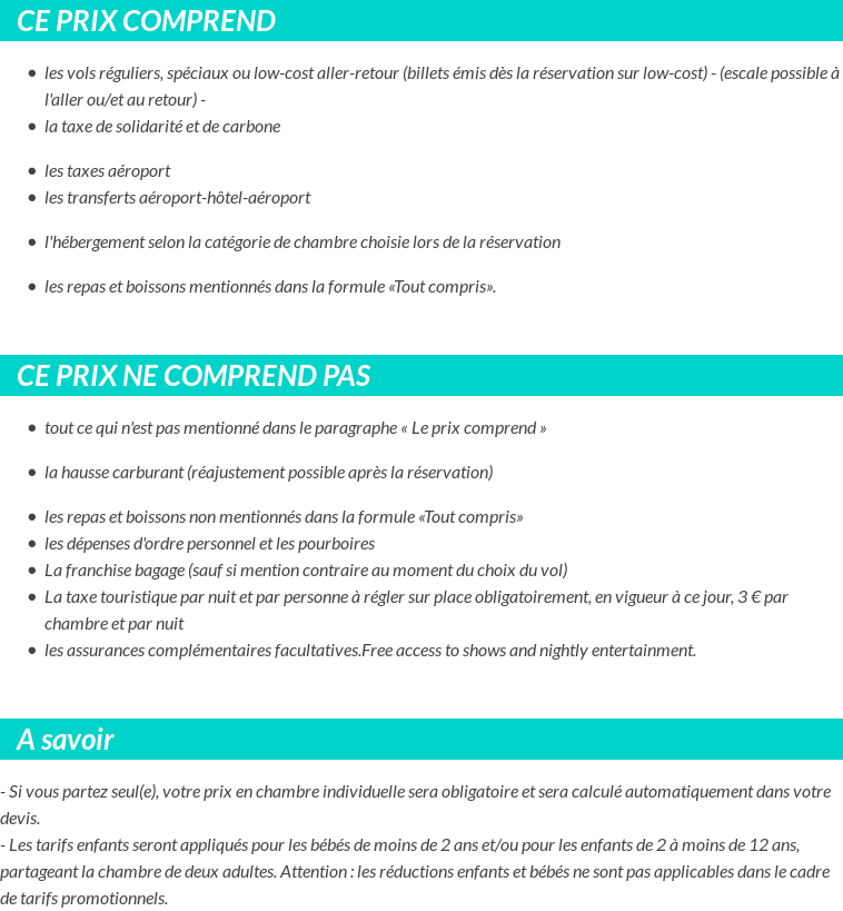 Conditions tarifaires