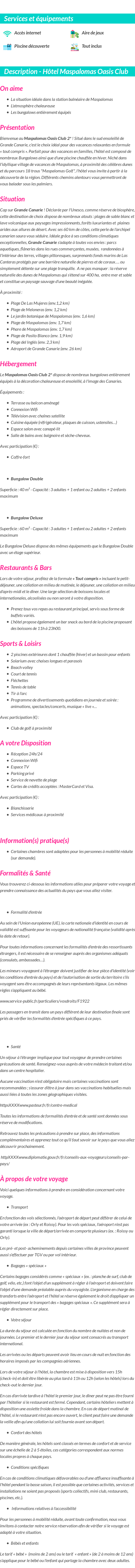 Détails du séjour