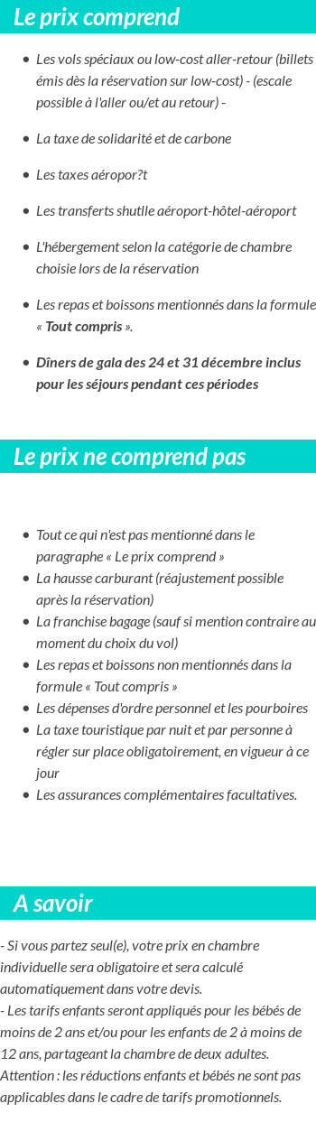 Conditions tarifaires