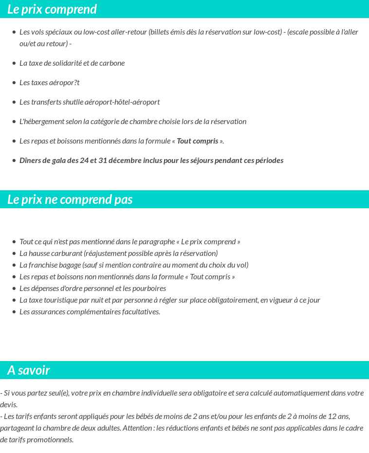Conditions tarifaires