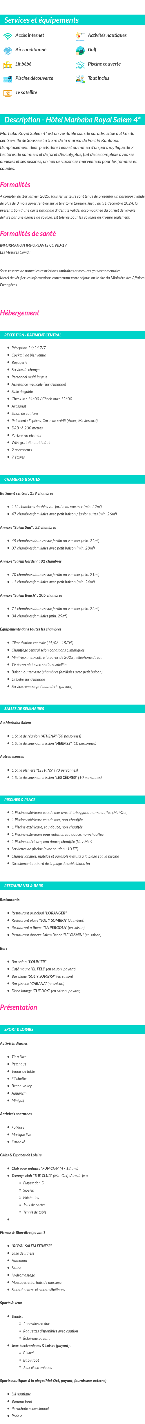 Détails du séjour