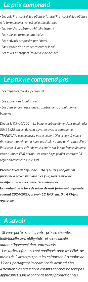 Conditions tarifaires