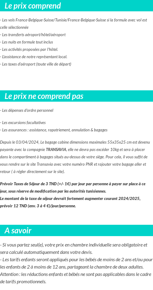 Conditions tarifaires