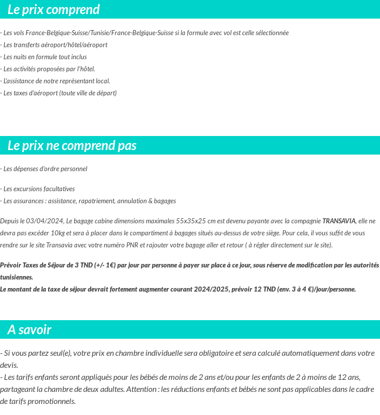 Conditions tarifaires