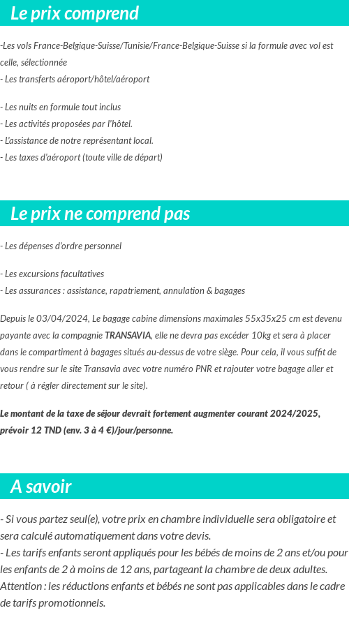 Conditions tarifaires