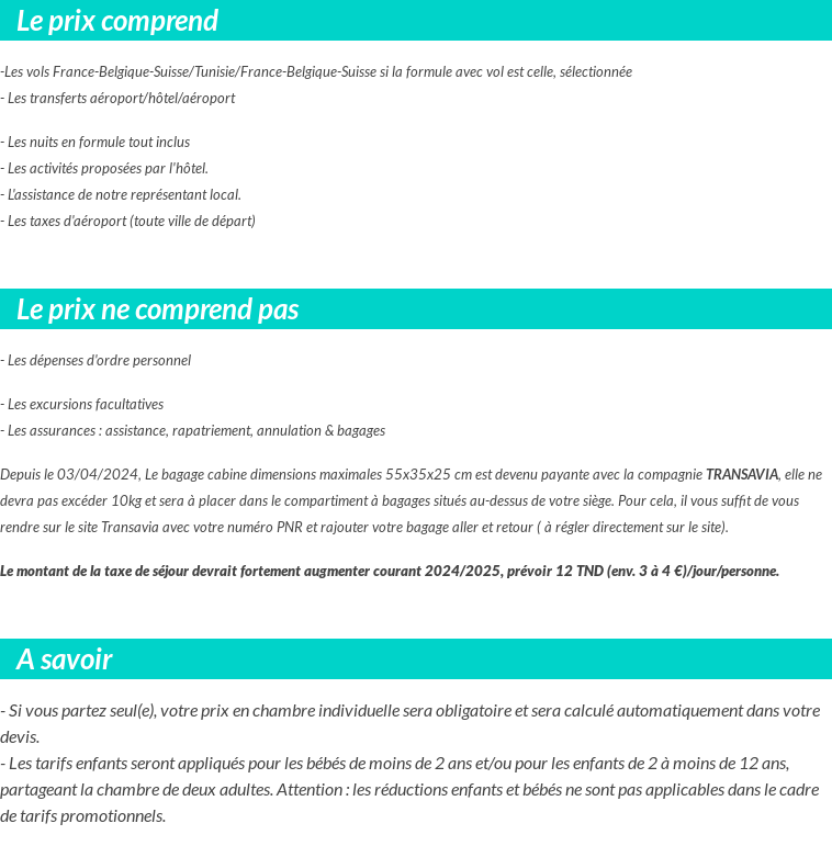 Conditions tarifaires