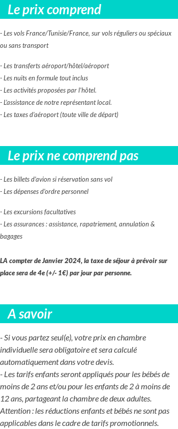 Conditions tarifaires