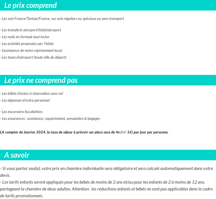 Conditions tarifaires