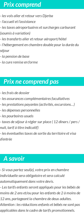 Conditions tarifaires