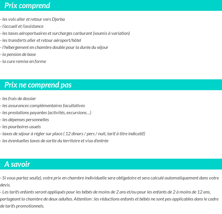 Conditions tarifaires