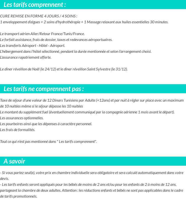 Conditions tarifaires