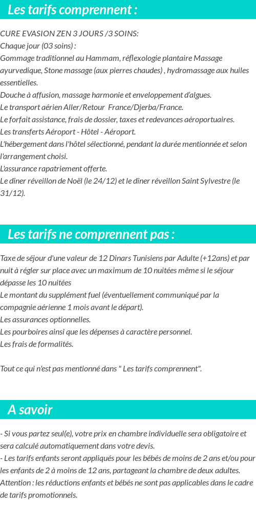 Conditions tarifaires