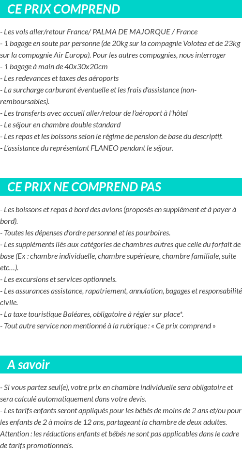 Conditions tarifaires
