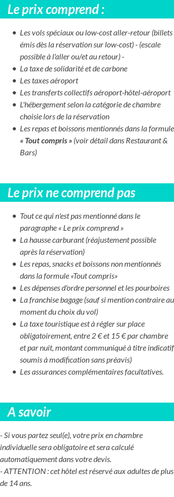 Conditions tarifaires