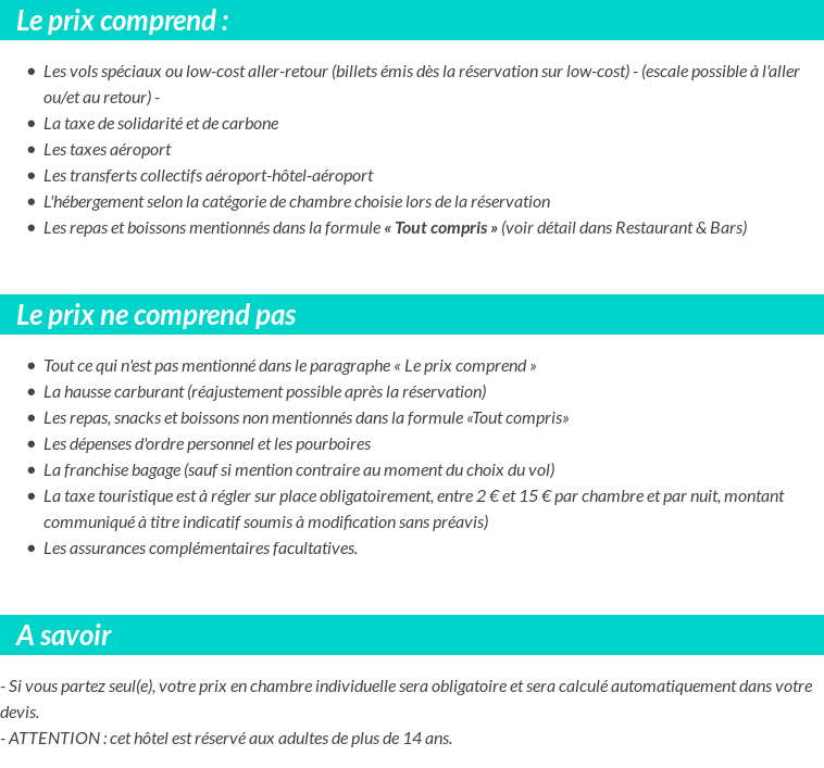 Conditions tarifaires