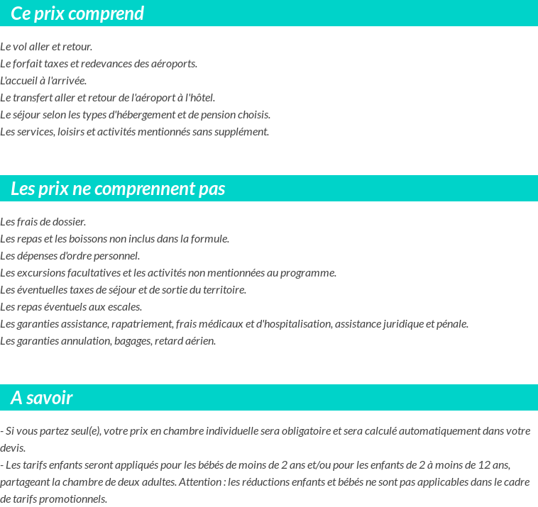 Conditions tarifaires