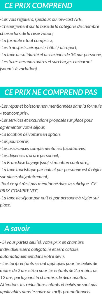 Conditions tarifaires