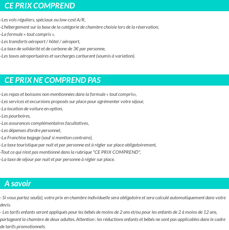 Conditions tarifaires