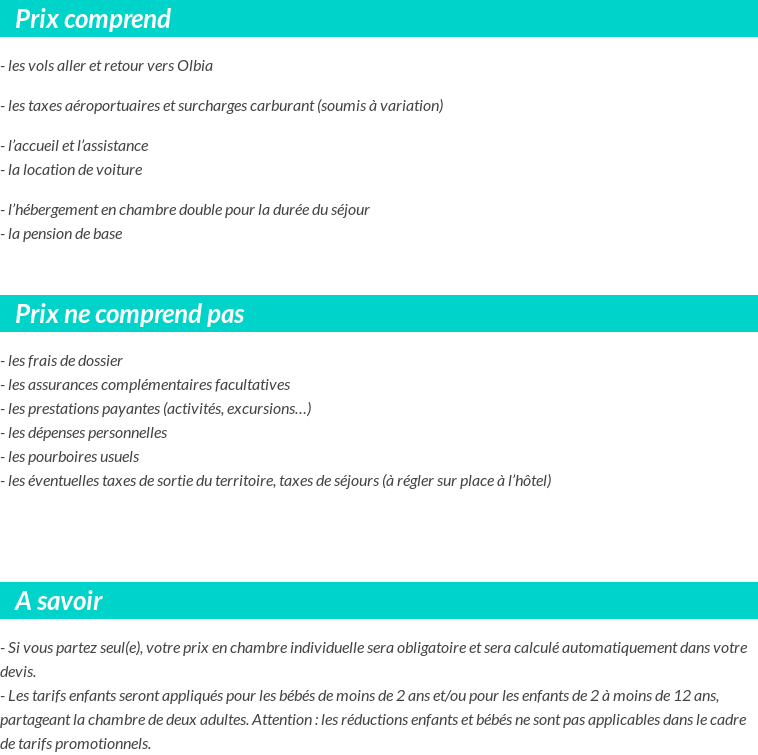 Conditions tarifaires