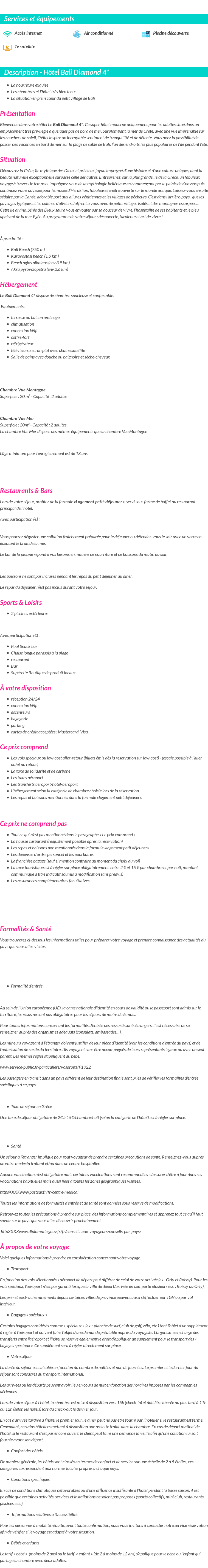 Détails du séjour