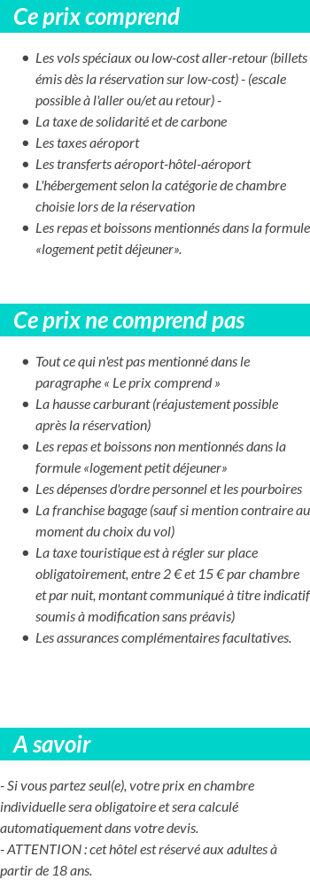 Conditions tarifaires