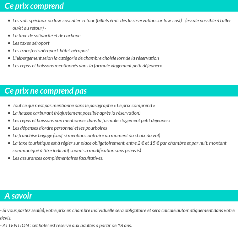 Conditions tarifaires