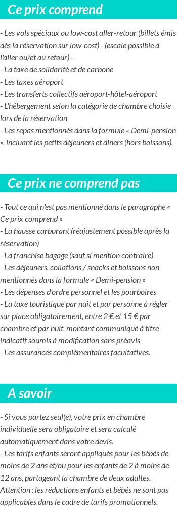 Conditions tarifaires