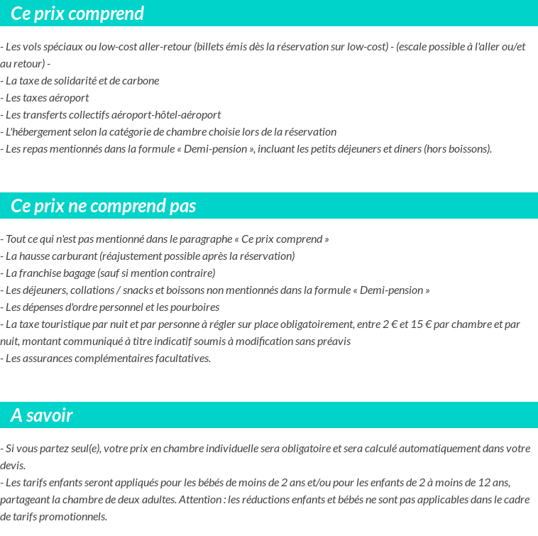 Conditions tarifaires