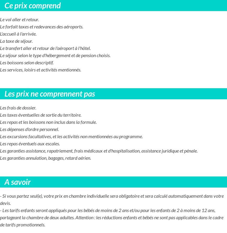 Conditions tarifaires