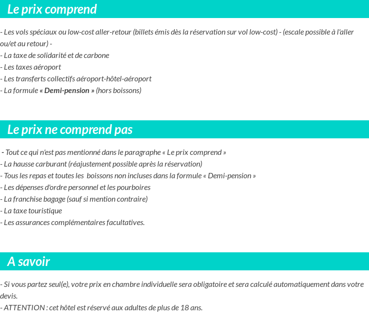 Conditions tarifaires