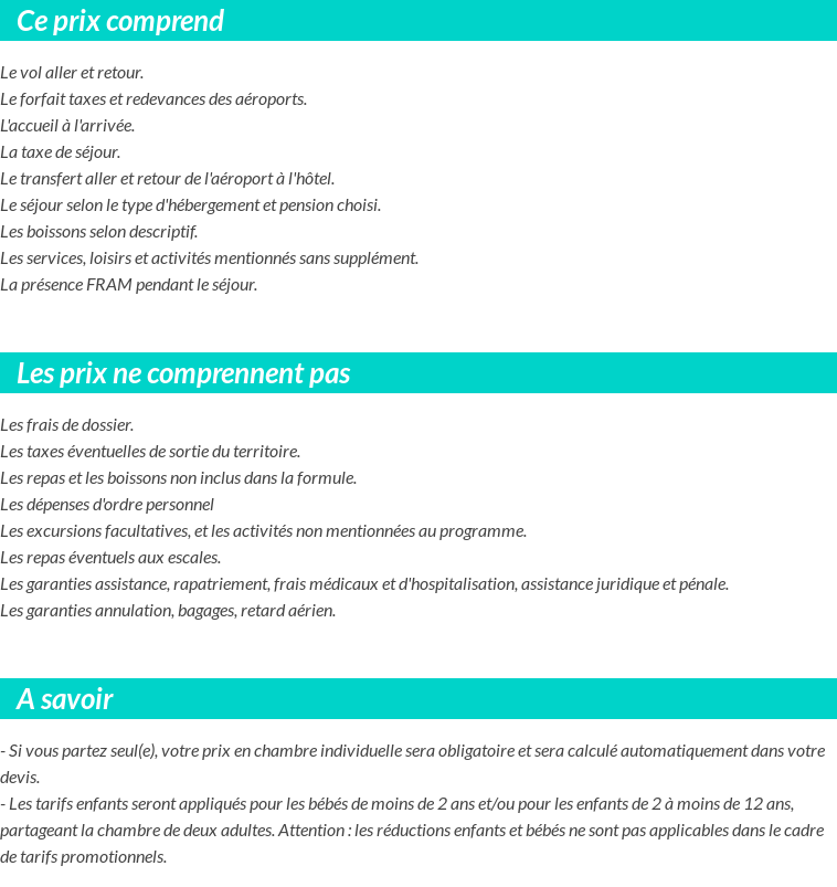 Conditions tarifaires