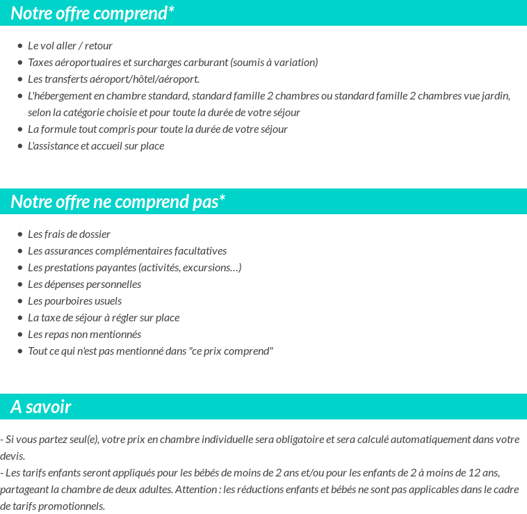 Conditions tarifaires