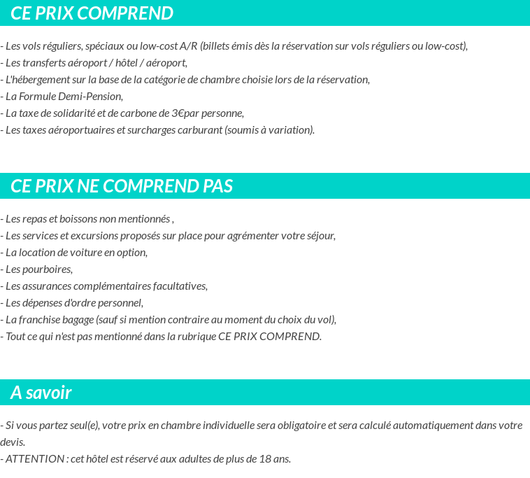 Conditions tarifaires