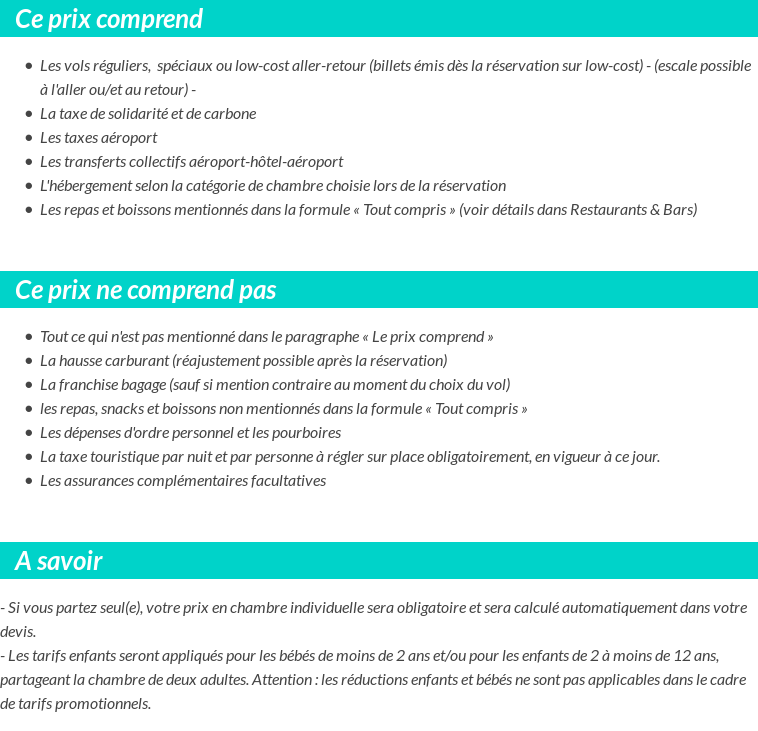Conditions tarifaires