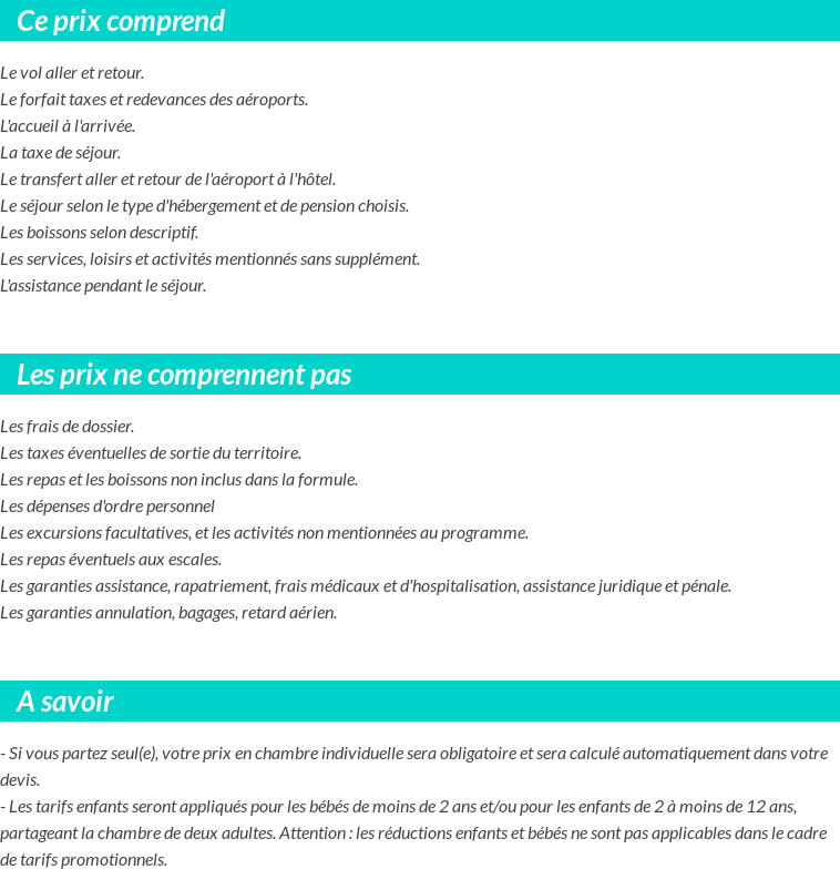 Conditions tarifaires