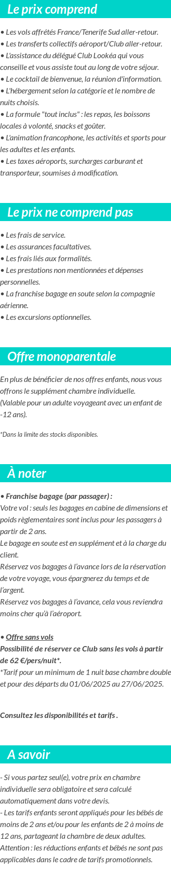 Conditions tarifaires