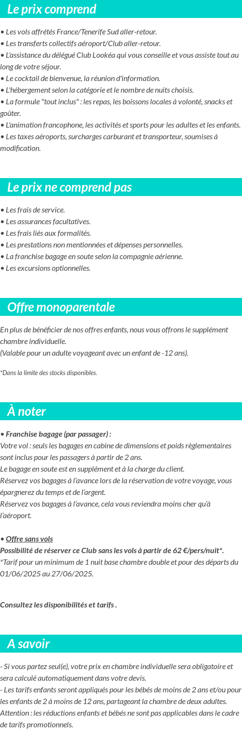 Conditions tarifaires