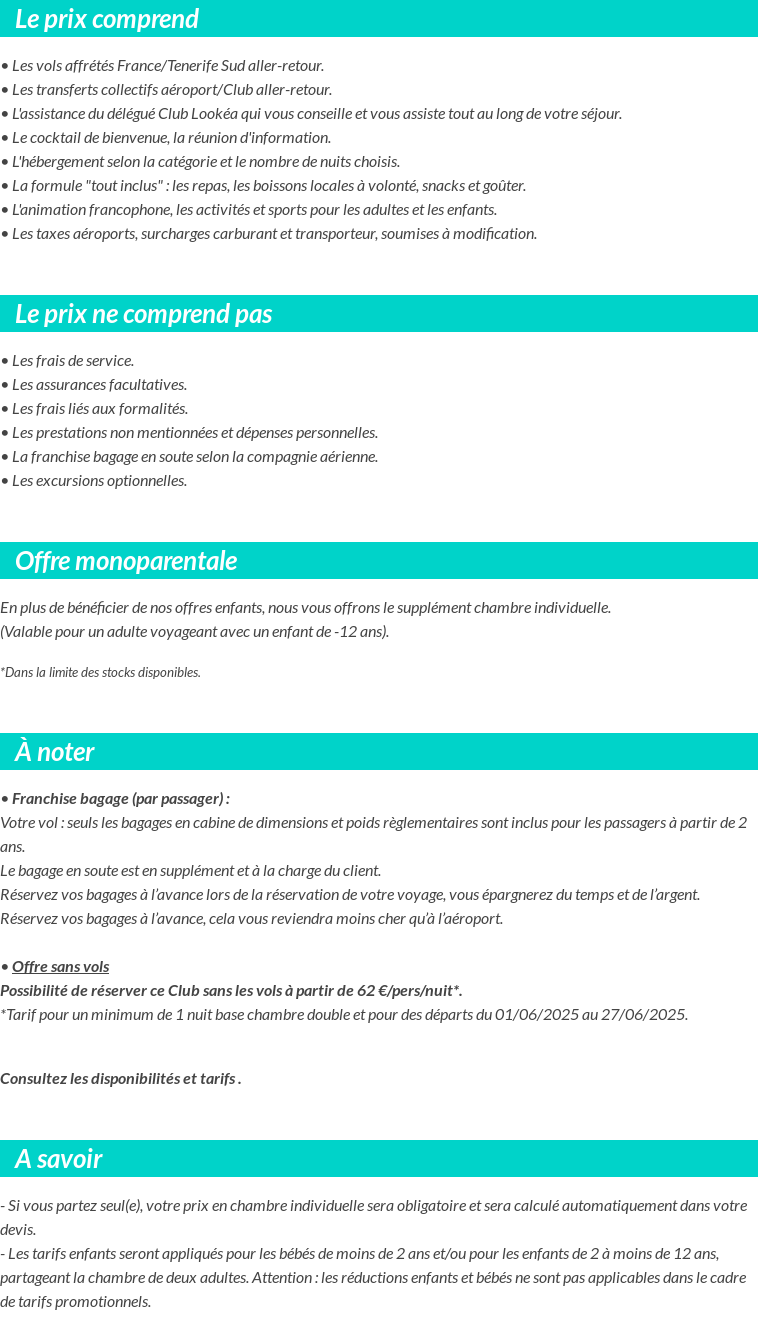 Conditions tarifaires