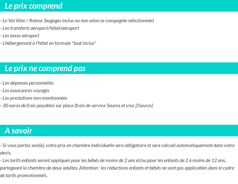 Conditions tarifaires