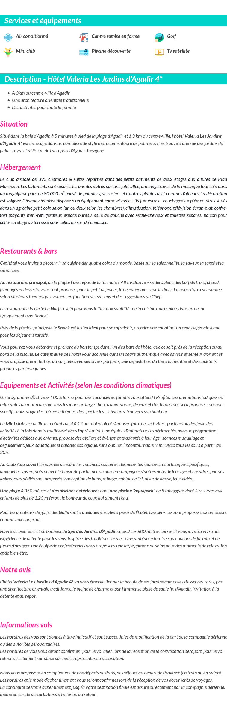 Détails du séjour