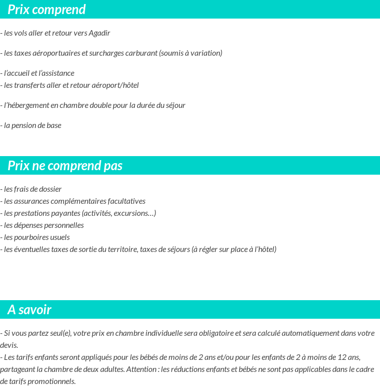 Conditions tarifaires